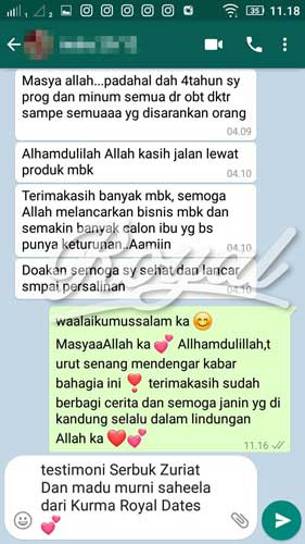 Testimoni 3 : Program Hamil Serbuk Zuriat + Madu Murni Saheela