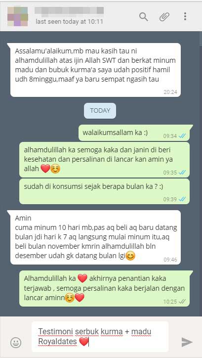 Testimoni 9 : Serbuk Kurma Muda + Madu Murni Saheela