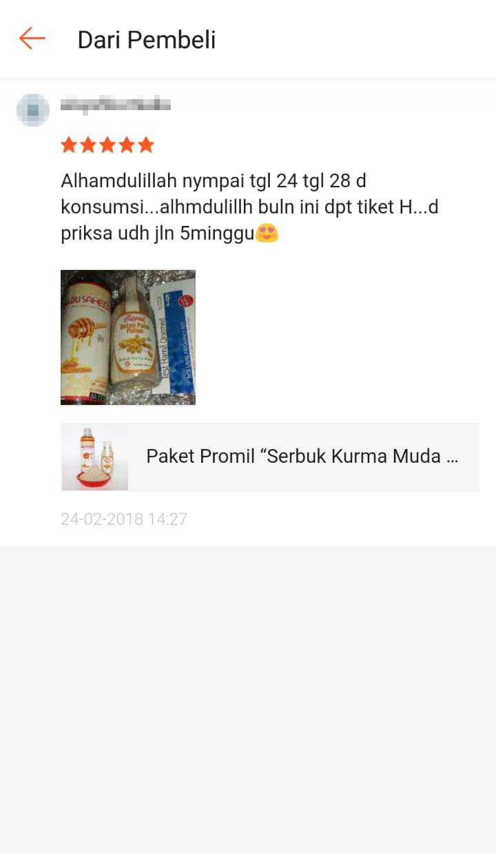 Testimoni 15: Serbuk Kurma Muda + Madu Murni Saheela