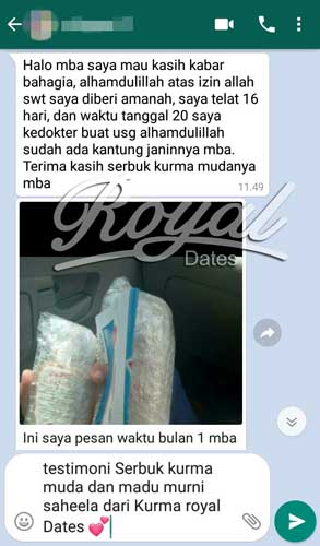 Testimoni 18: Hampir Frustasi, Alhamdulillah ka Ayu berhasil Positive Hamil melalui Serbuk Kurma Muda Royal + Madu Murni Saheela