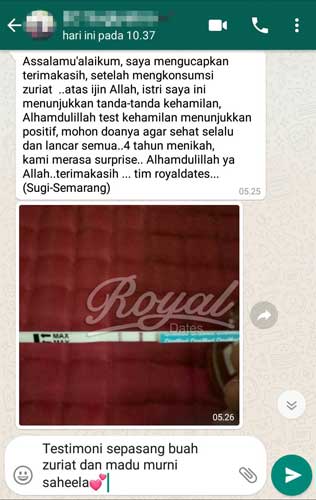 Testimoni 5: Sepasang Buah Zuriat Royal Dates + Madu Murni Saheela