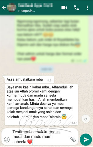 Testimoni 24: Serbuk Kurma Muda & Madu Murni Saheela